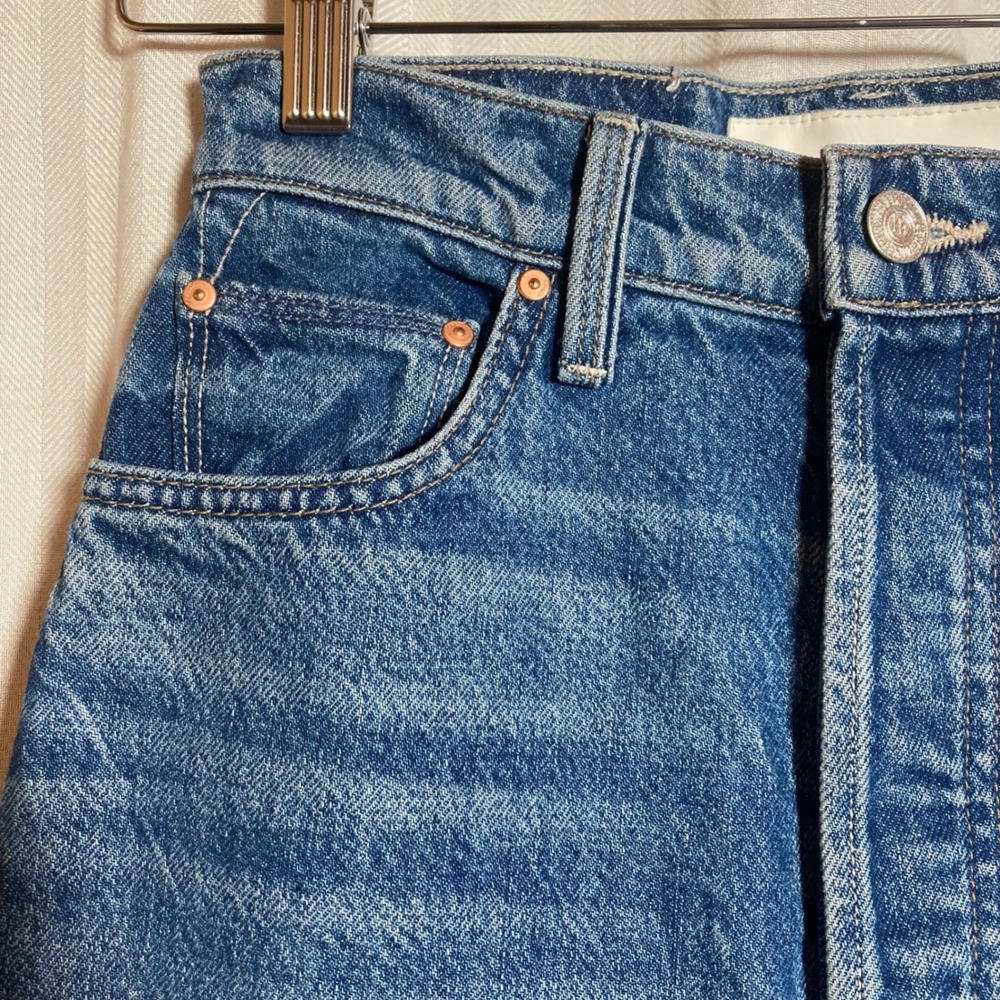 Mother Superior The Tune Up Hover Cuff Jeans Blue High Rise Straight Leg Size 24 - Picture 10 of 11